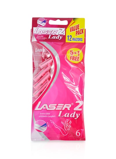 اشتري 6 Pieces 2 Lady Twin Blade Disposable Shaving Razor For Women في الامارات