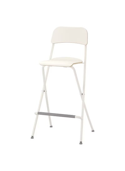 Buy Bar stool with backrest foldable white 74 cm in UAE