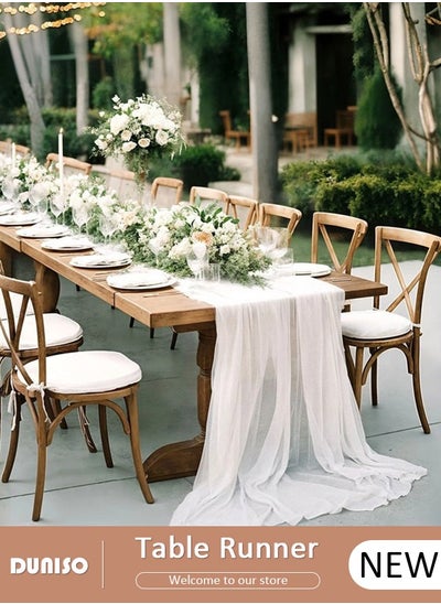 Buy 4m Cheesecloth Table Runner, Beige Wedding Table Runner, 78x400 cm Boho Gauze Table Runner, Rustic Sheer Table Decor for Romantic Bridal Shower, Baby Shower, Birthday Party Table Decorations in Saudi Arabia