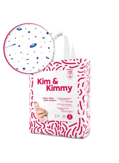 Buy Kim & Kimmy - Size 2 Diapers, 4 - 8kg, qty 72 - Space Travel in UAE