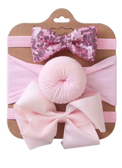 Buy The Girl Cap Elastic Baby Headbands Stretchable Nylon Assorted Hairbands Hair Accessories for Baby - Pink in UAE