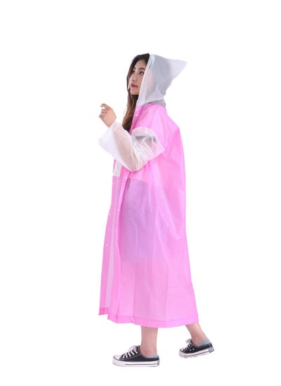 اشتري Raincoat Rain Poncho for Adults, 1 Pack EVA Rain Poncho for Women and Men Reusable Raincoat Jacket Packable for Family FishingTravelEmergency with Hood and Elastic Sleeving في السعودية