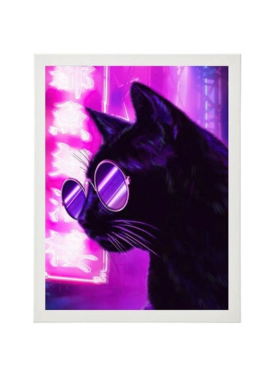 اشتري Cat Neon Digital Wall Art Poster Frame في مصر