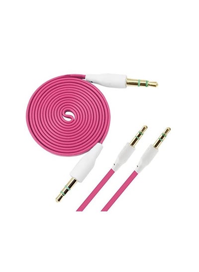 اشتري Aux Flat Audio Cable 3.5Mm Male To Male 1m Car Aux Auxiliary Cord Stereo Audio Cable Connector For Smartphones and Tablets Pink في السعودية