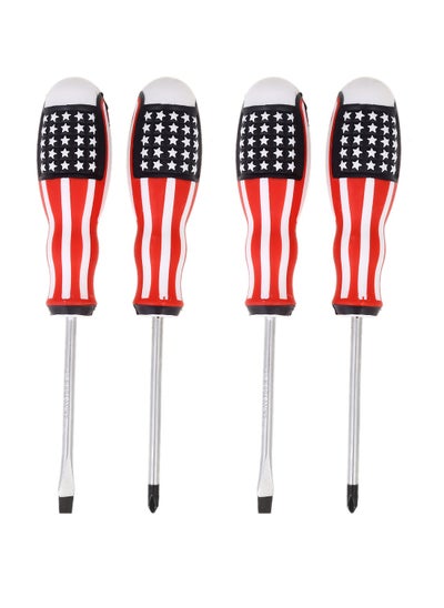 Buy 4-Piece American Flag Printed Screwdriver Set - 8inch in Saudi Arabia