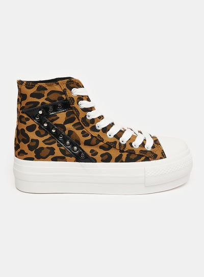 Buy Lace Closure High Top Wild Animal Patterned Sneakers in Egypt