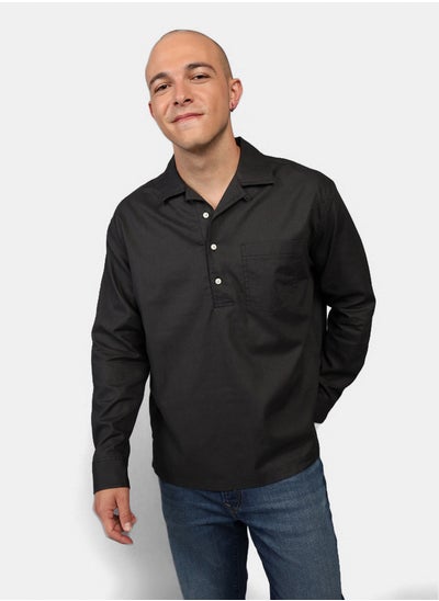 Buy AE Long-Sleeve Linen-Blend Popover Shirt in Egypt