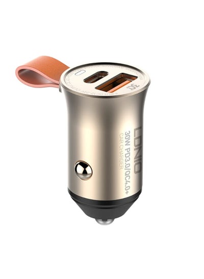 Buy C509Q High Quality Fast Car Charger Dual Port (Type-C & USB) 30W With Type-C To Lightning Charging Cable - Silver in Egypt