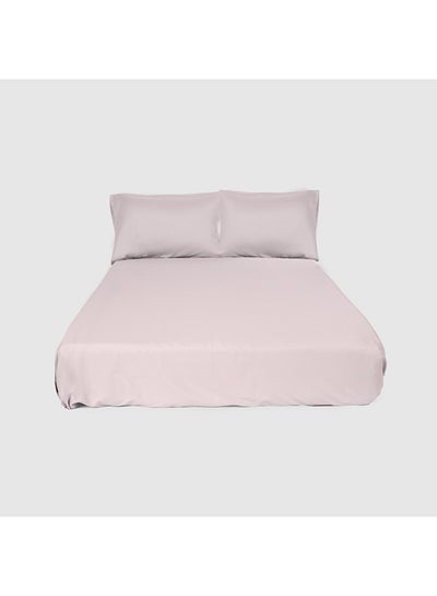 اشتري Homztown Flat Bed Sheet, Single 180X260 Cm With 2 Pillow Cases 50X70Cm, Grey في مصر