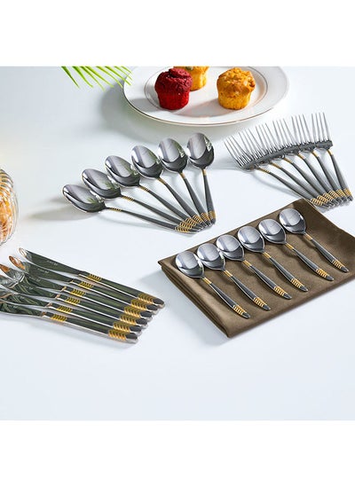 Buy Cutlery 24 Pcs Set Gold - Design No. 763 in UAE