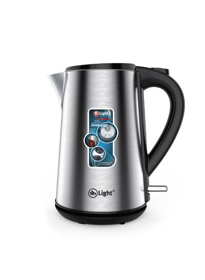 Buy Mr.Light Household Electric Kettle Stainless Steel With Auto Shut-Off And Rotation Power Base 1.5 L 1800-2000W Silver in UAE