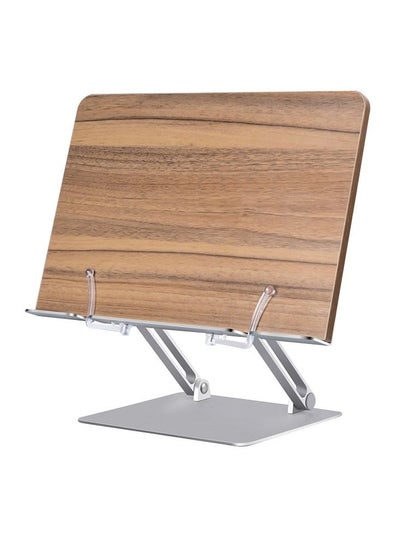 Buy Wooden BOOK stand on a metal base, multi-use, wood color in Saudi Arabia