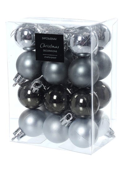 Buy Christmas Ball, Silver & Black - Set of 24 in UAE