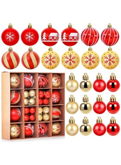 Buy Bauble Ornament Ball Set, 44Pcs Shatterproof Tree Hanging Balls in Saudi Arabia