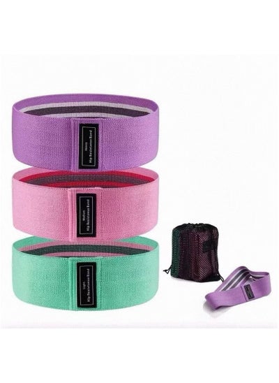 Buy 3-Piece Anti Slip Elastic Sports Fitness Bands For Legs in UAE