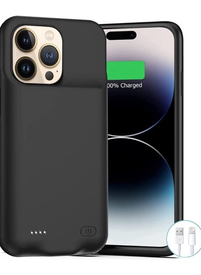 Buy Battery Case for iPhone 14 Pro Max, 4500mAh Rechargeable Portable Charging Case for iPhone 14 Pro Max (6.7 inch) Extended Battery Pack Protective Charger Case (Black) in UAE