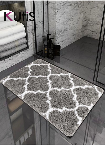 Buy Non-Slip Bath Mat Geometric Pattern Super Fine Fiber in UAE