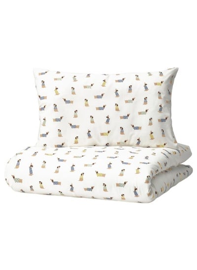 اشتري Duvet Cover 1 Pillowcase For Cot, Puppy Pattern/Multicolour, 110X125/35X55 Cm في السعودية