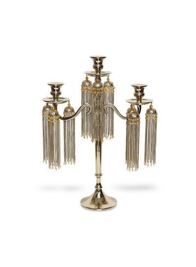 Buy Aisha Handcrafted 3-Light Dangling Candelabra, Gold – 46 cms in UAE