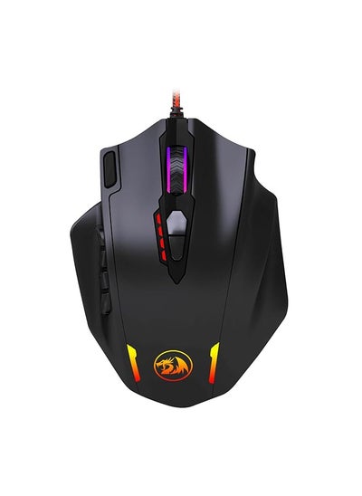 Buy 12400 Dpi Impact Mmo Gaming Mouse With 18 Programmable Buttons Weight Tuning Cartridge 12 Side Buttons M908 Black Red in Saudi Arabia