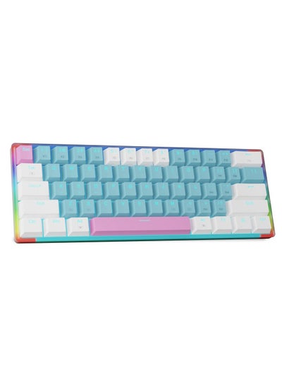 Buy Z-11T Mechanical Keyboard,Red Switches Mechanical Gaming Keyboard with RGB Backlight,61 Keys Wired Computer Keyboard for Windows, Mac OS-Blue White in Saudi Arabia