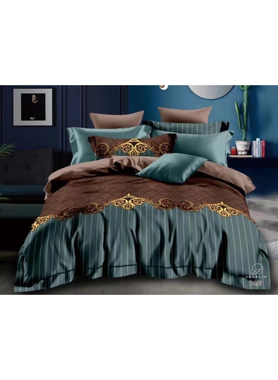 Buy Luxury Embroidery Style King Size Duvet Cover Bed Sheet Set Soft and Breathable 6Pcs Cotton and Polyester Bed Sheet Set 1 Duvet Cover 1 Bed Sheet And 4 Pillow Case Solid Color in UAE