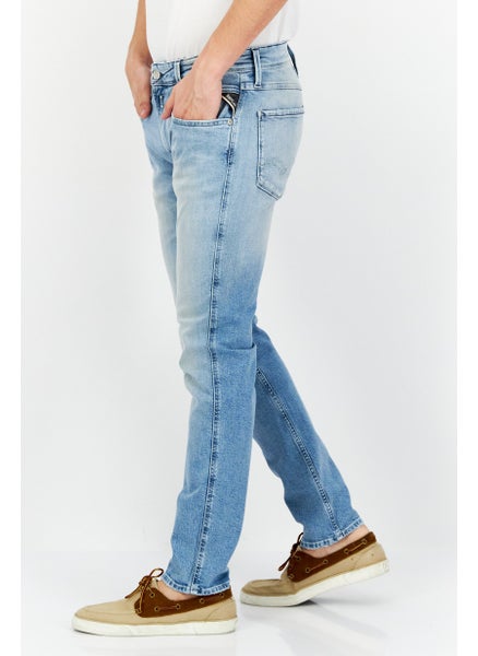 اشتري Men Slim Fit Stretchable Washed Denim Jeans, Light Blue في الامارات