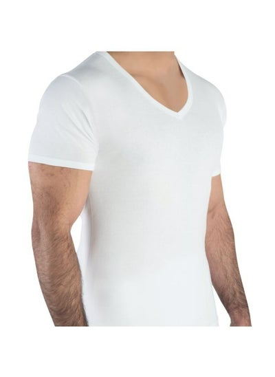 Buy Casual V-Neck Undershirt Size M - White in Saudi Arabia