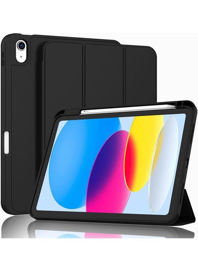 اشتري Protective iPad Air 4 10.9" (2020)/ iPad Air 5 10.9 (2022) Slim Stand Hard Back Shell Smart Cover Case With Pencil Holder -Black في الامارات