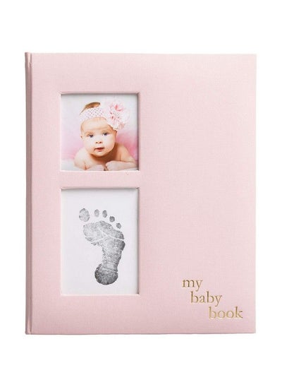 اشتري Linen Baby Memory Book And Cleantouch Ink Pad Baby Girl Accessory Baby Milestones Photo Album Pink في الامارات