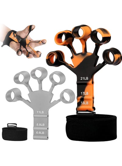 2PCS Hand Grip Strengthener Adjustable Finger Exerciser and Finger