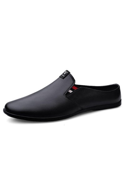 Buy Summer Men's Slip-on Tods Shoes Two-layer Cowhide Comfortable Breathable Half Slippers Casual Shoes Breathable Leather Shoes in Saudi Arabia