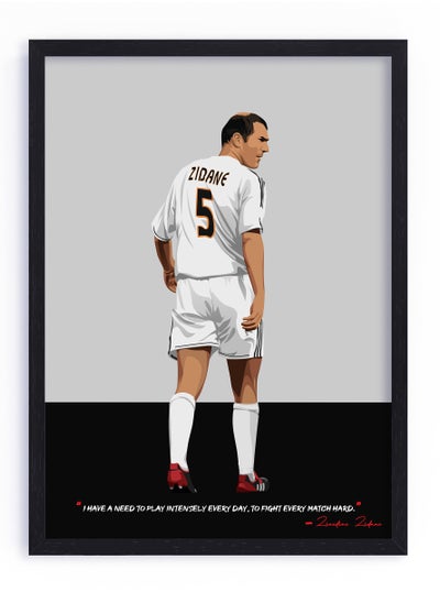 اشتري Zinedine Zidane Real Madrid Framed Poster 30x40cm - R9 Football Memorabilia, Wall Art, Soccer Collectible, Gift for Fans في الامارات