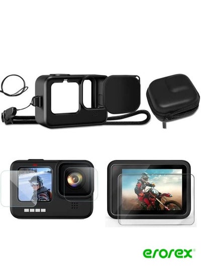 Buy INFOSUN Camera Accessories, Compatible with GoPro Hero Silicone Case for Hero 10/9 Black, Screen Protectors & Lens Caps & Lanyard for Hero 10 Hero 9 Accessories Kit in Saudi Arabia