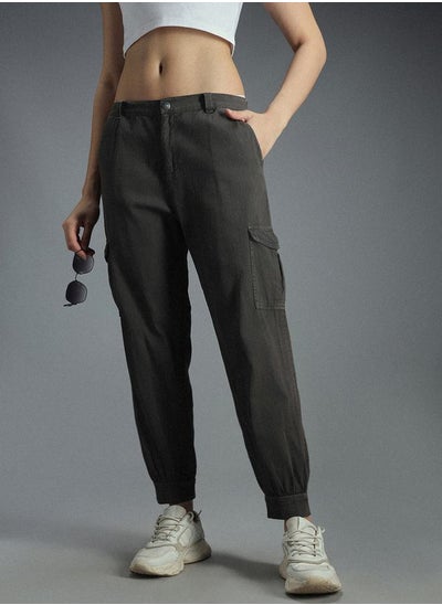 Buy Solid Woven Trousers with Side Pocket in Saudi Arabia