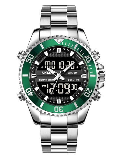 اشتري Men's Fashion Sports Luxury Quartz Dual Display Digital Waterproof Stainless Steel Watch 1850 -46mm في السعودية