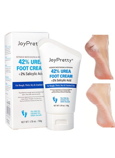 اشتري 42% Urea Foot Cream + 2% Salicylic Acid, Percent for Feet Maximum Strength , Callus Remover, Dead Skin Exfoliation, Hand & Foot Cream for Dry Cracked Hands,Elbows, Feet, Heels, Knees 50g في السعودية