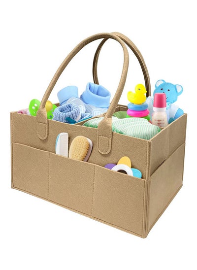 Buy Baby Nappy Caddy, Portable Changing Table Organiser/Organiser Nursery Storage Bin Basket with Changeable Compartments, Baby Wipes Bag, Beige in Saudi Arabia