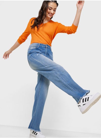 Buy High Waist Straight Fit Jeans in UAE