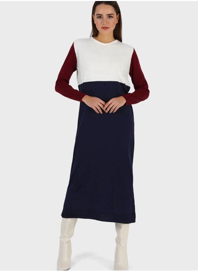 Buy Color Block Knitted Dress in UAE