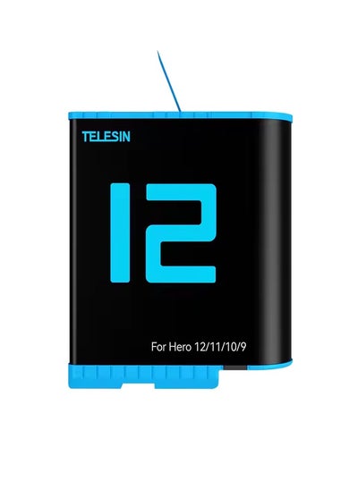 Buy TELESIN BLUE COLOR LITHIUM BATTERY FOR GOPRO HERO 12 11 10 9 in UAE