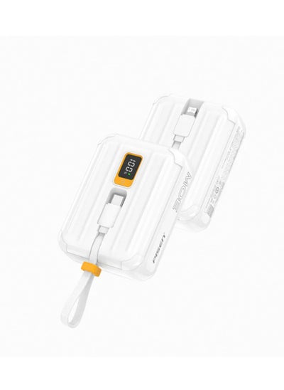 Buy Pisen Power Tiny PD 30W 10000mAh With LED Display Built in cable Lightning and Type-C Power Bank - White in UAE