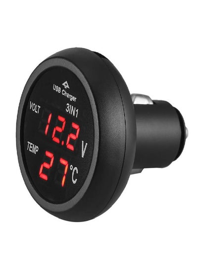 اشتري 3 In 1 12/24V Car Auto LED Digital Voltmeter Gauge+Thermometer+USB Charger في السعودية