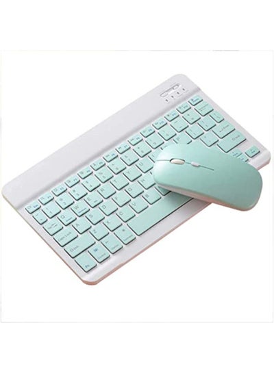 اشتري Bluetooth Keyboard and Mouse Combo Ultra-Slim Portable Compact Wireless Mouse Keyboard Set for IOS Android Windows Tablet Phone iPhone iPad Pro Air Mini (Green) في الامارات