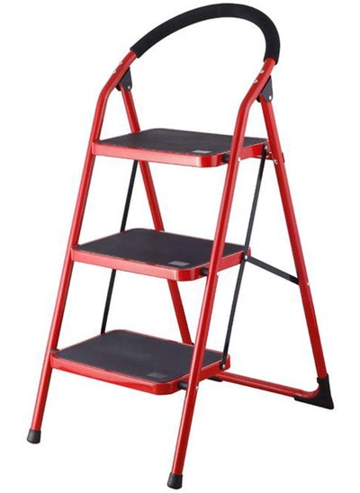 Buy 3-Step Steel Ladder Red/Black 120x37x47cm in Saudi Arabia