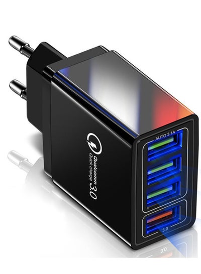 اشتري QC 3.0 Multifunctional Universal Mobile Phone Fast Charging Head 4-Ports USB Wall Charger في السعودية