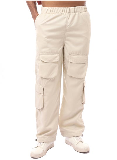 Buy Elastic Waist Beige Solid Cargo Pants in Egypt