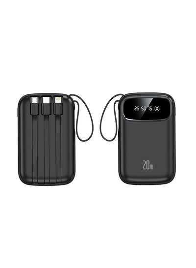 Buy New digital display large capacity 10000 mAh power bank with built-in charging cable mini power bank (black) in UAE