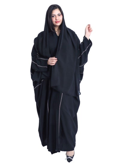 Buy Abaya AIK4029 Black & white in Saudi Arabia