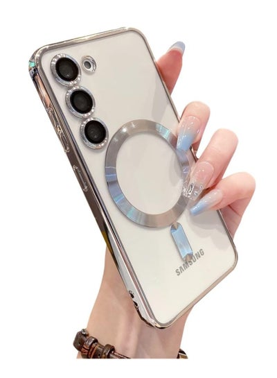 Buy Magnetic Clear Case for Samsung Galaxy S24 with Camera Lens Protector Magsafe Compatible Electroplated Soft TPU Shockproof Case for Galaxy S24 (Silver, Samsung Galaxy S24) in Egypt